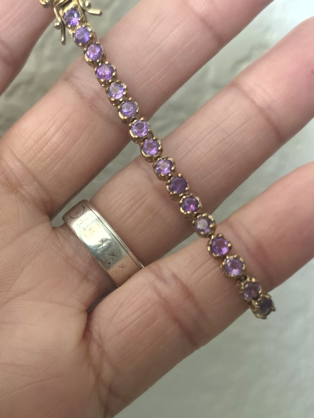 Gold 14k GpPurple Stone Tennis Bracelet - Women Jewelry